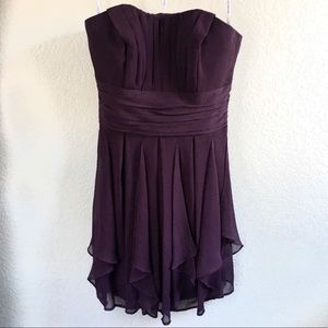 Plum colored chiffon dress with layered skirt